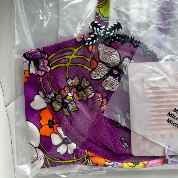 SOLD MICHELLE Savage X Fenty Juicy Purple Flower Poppy Print Mod Poppy Bra & Ta - Picture 8 of 11